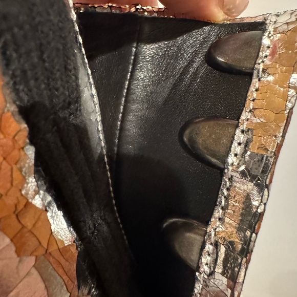 Silver Heeled Boots with Chunky Block Heel - Picture 4 of 8